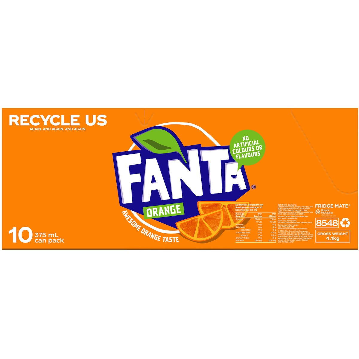 Fanta Orange Soft Drink Cans 375ml X 10 Pack