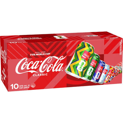Coca-cola Classic Soft Drink Cans 375ml X 10 Pack