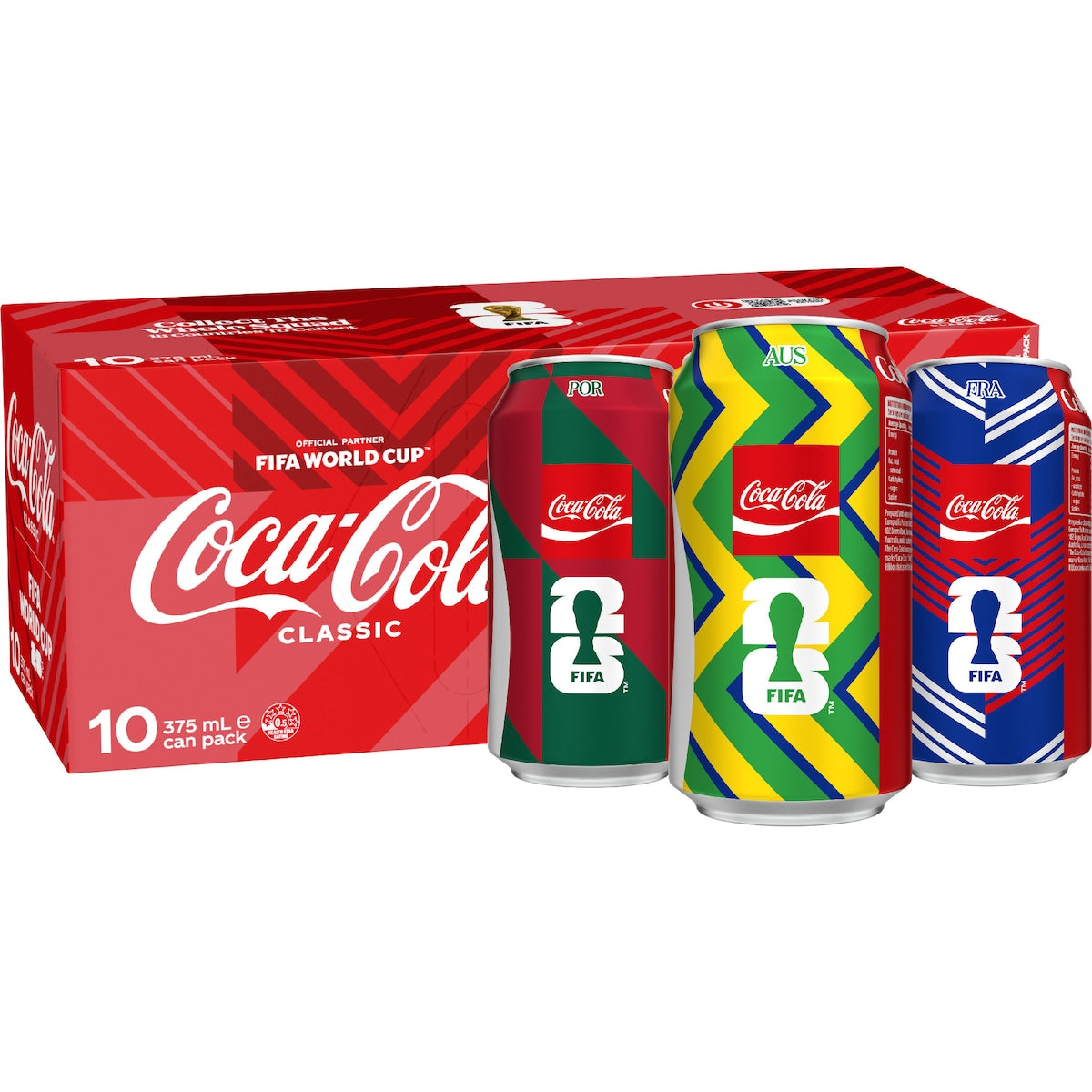 Coca-cola Classic Soft Drink Cans 375ml X 10 Pack