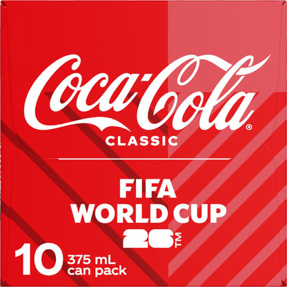 Coca-cola Classic Soft Drink Cans 375ml X 10 Pack