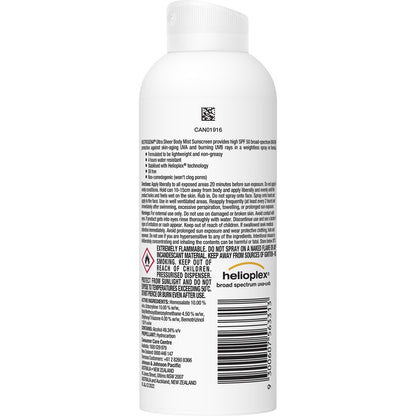 Neutrogena Ultra Sheer Body Mist Spf 50 Sunscreen 140g
