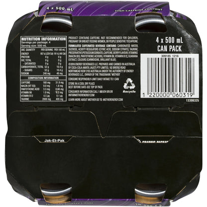 Mother Energy Drink Frosty Berry Multipack Cans 500ml x4 Pack