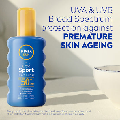 Nivea Spf 50+ Sun Ultra Sport Cooling Sunscreen Spray 200ml