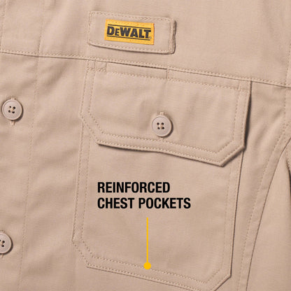 DEWALT Khaki Granite Long Sleeve Button Up Shirt - L