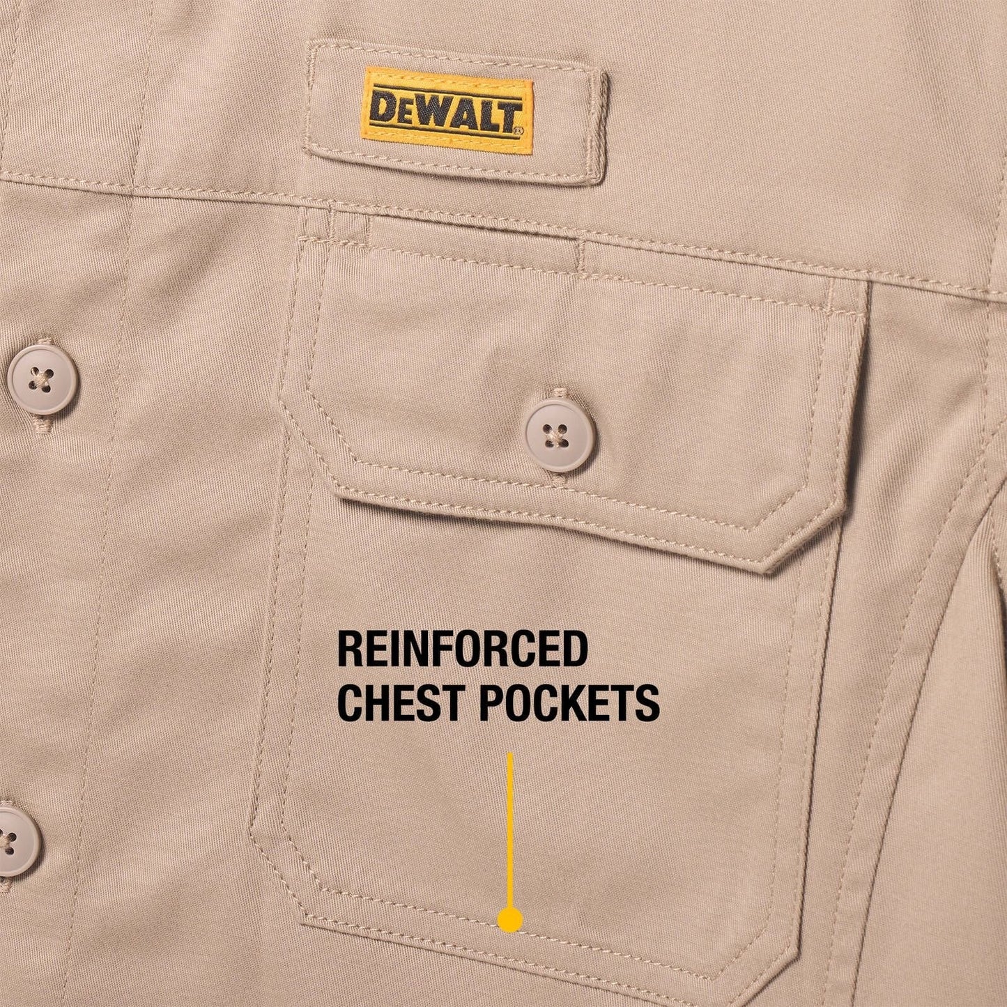 DEWALT Khaki Granite Long Sleeve Button Up Shirt - XL