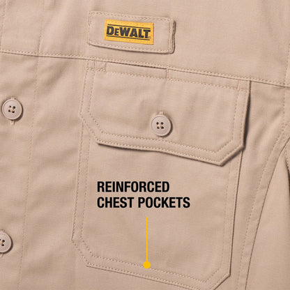 Dewalt Khaki Granite Long Sleeve Button Up Shirt - Size S