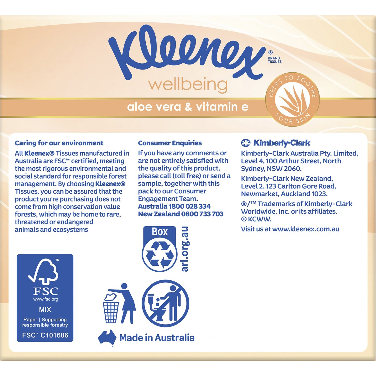 Kleenex Aloe Vera & Vitamin E 3 Ply Facial Tissues Cube 60 pack