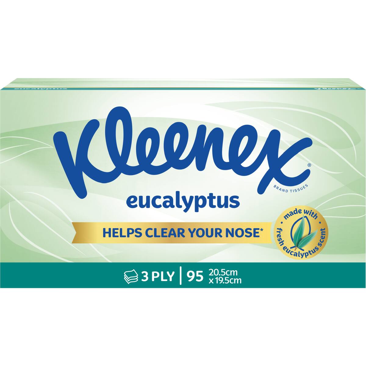 Kleenex Eucalyptus 3 Ply Facial Tissues 95 Pack