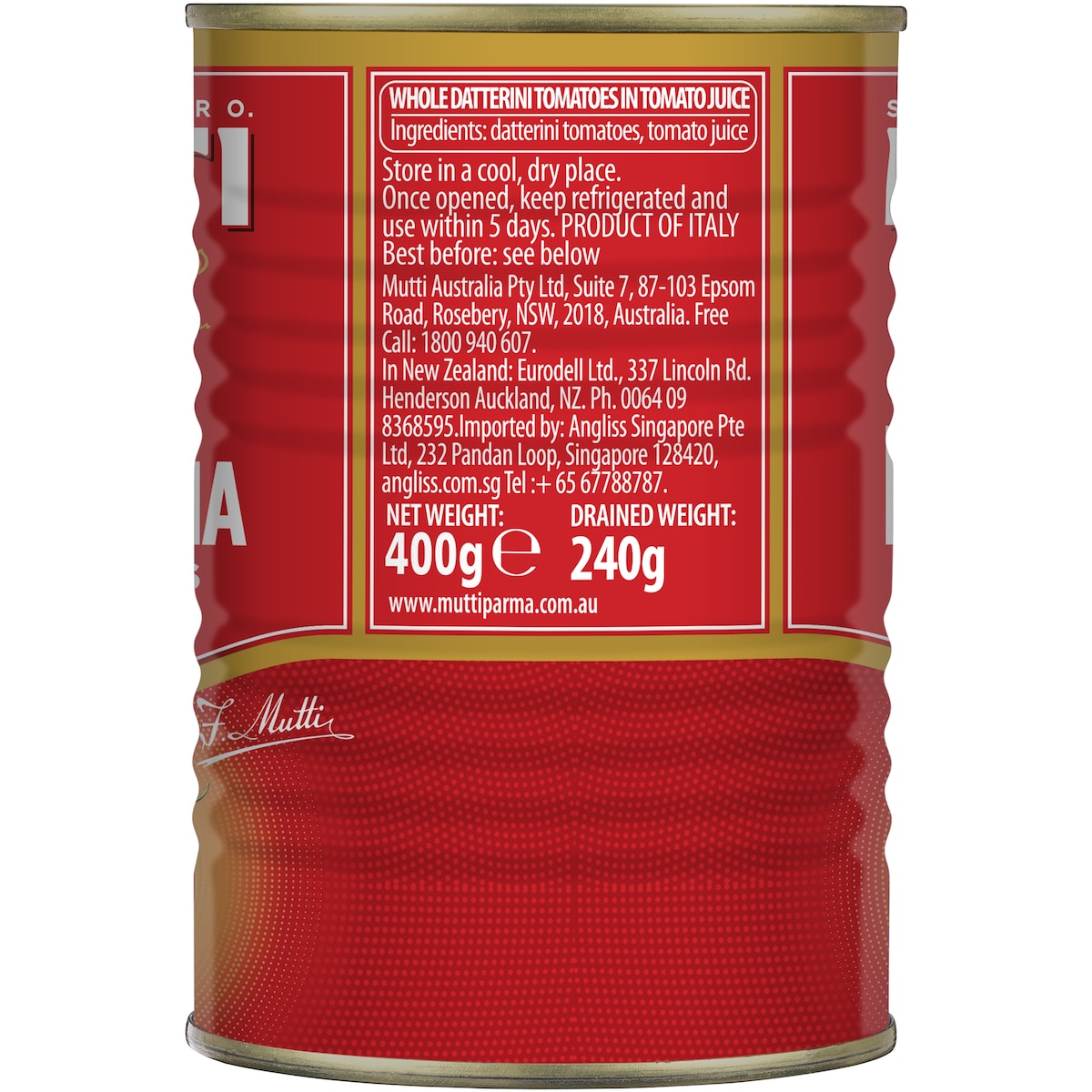 Mutti Baby Roma Tomatoes Whole 400g