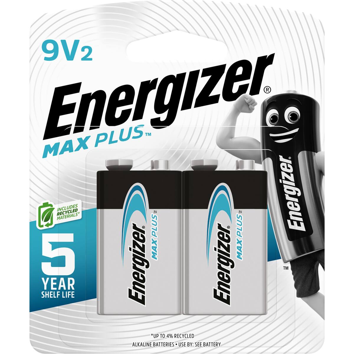 Energizer Max Plus High Performance 9v Alkaline Battery 2 Pack