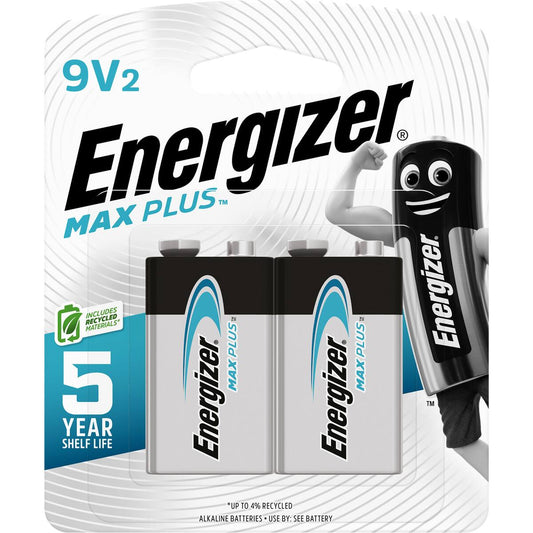 Energizer Max Plus High Performance 9v Alkaline Battery 2 Pack