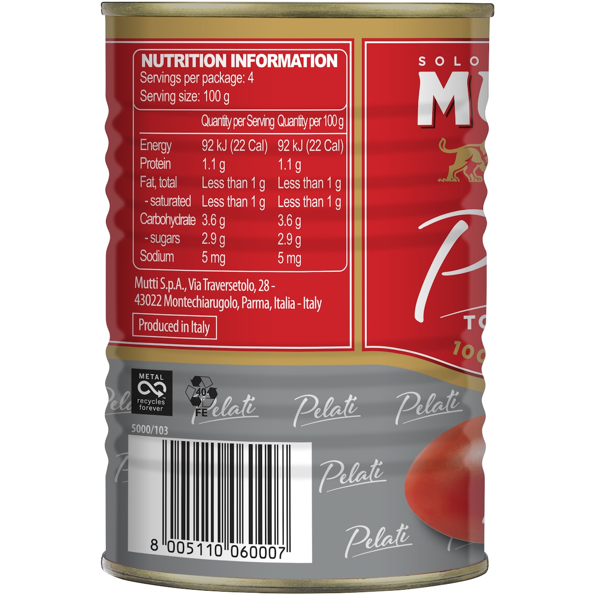 Mutti Peeled Tomatoes Whole 400g