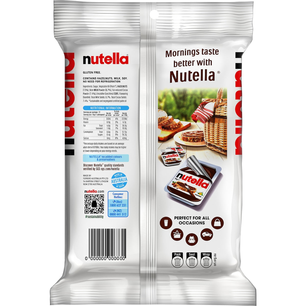 Nutella Hazelnut Chocolate Spread 15g X 12 Pack