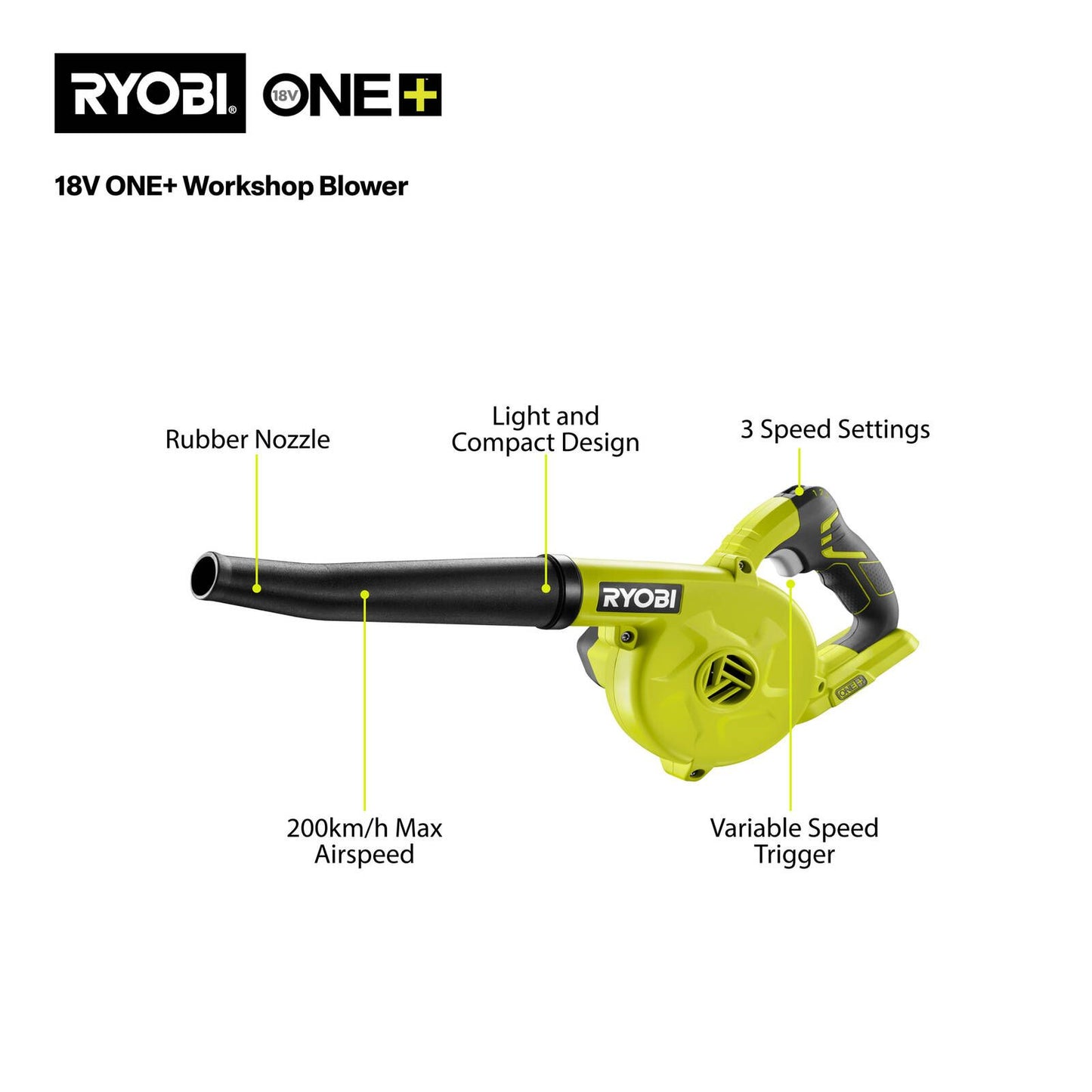 Ryobi 18V One Workshop Blower - Tool Only