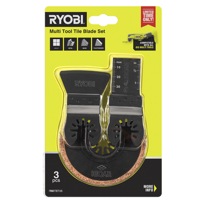 Ryobi Multi Tool Tile Blade Set - 91mm - 3 Piece