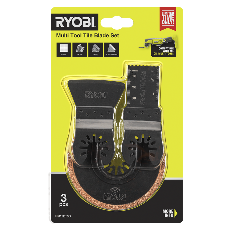 Ryobi 3 Piece Multi Tool Tile Blade Set