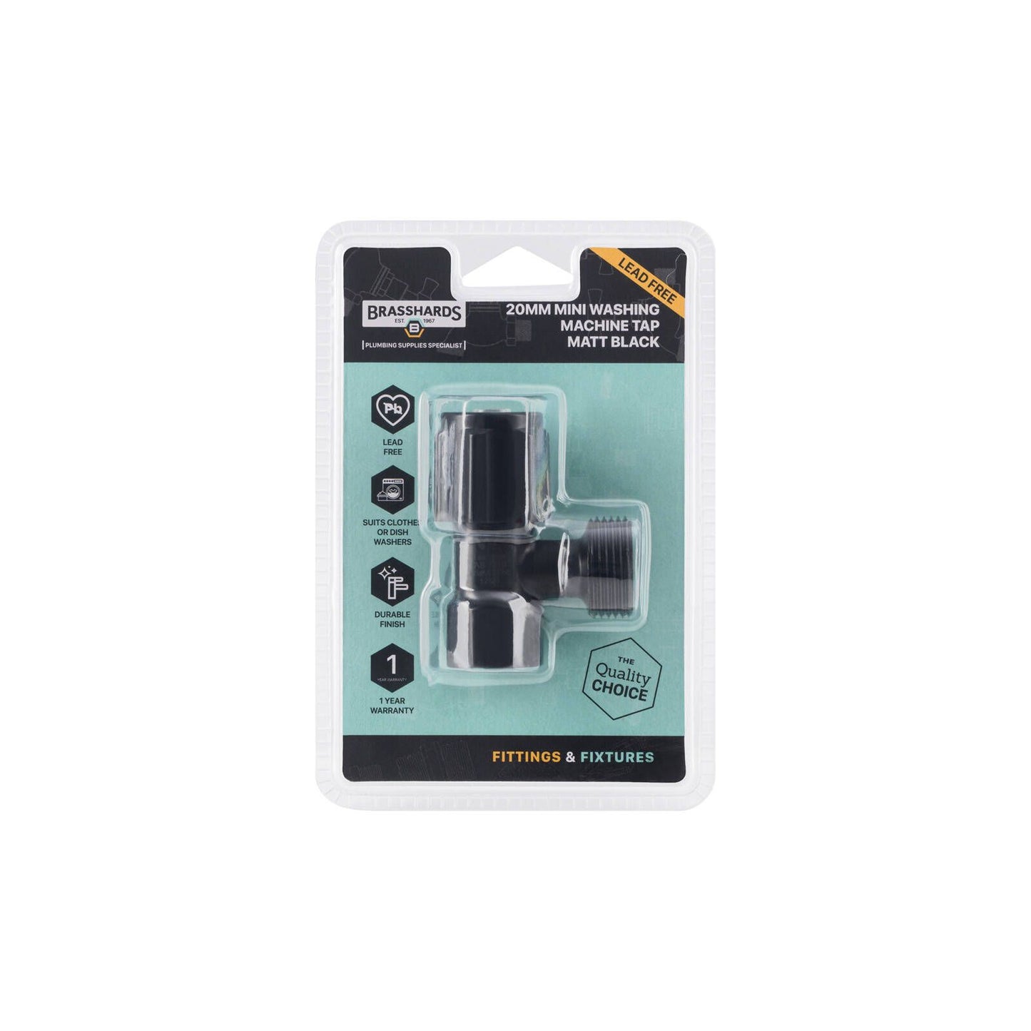 Brasshards Mini Washing Machine Tap - 20mm - Matt Black