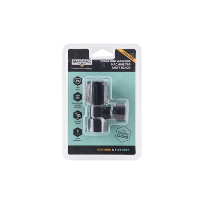 Brasshards Mini Washing Machine Tap - 20mm - Matt Black