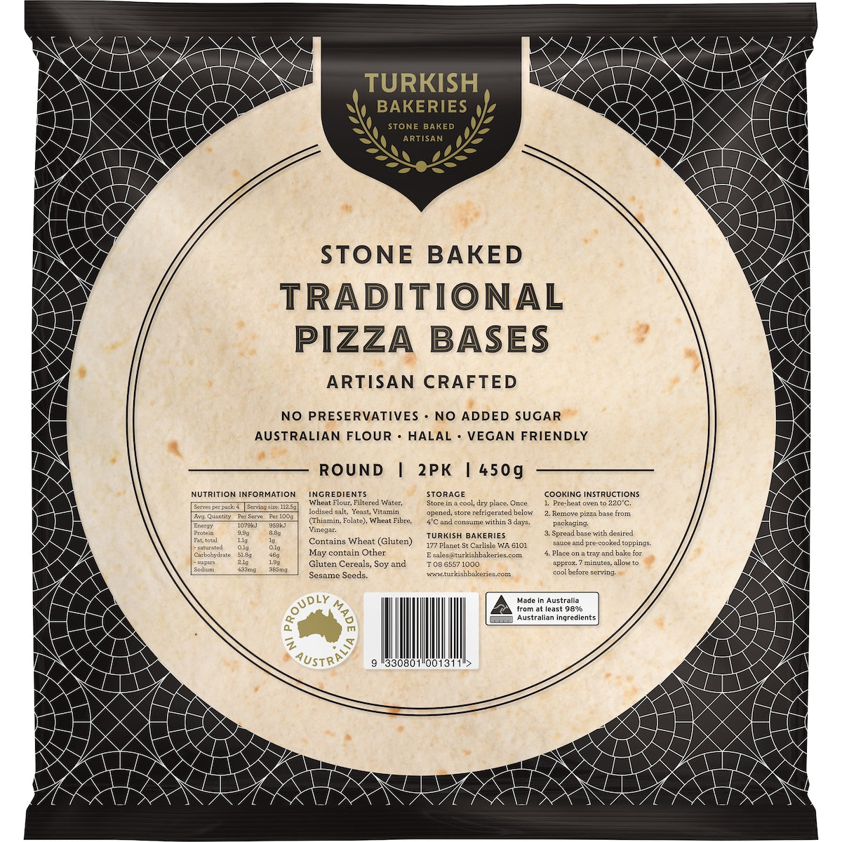 Turkish Bakeries Stone Baked Pizza Bases 2 Pack