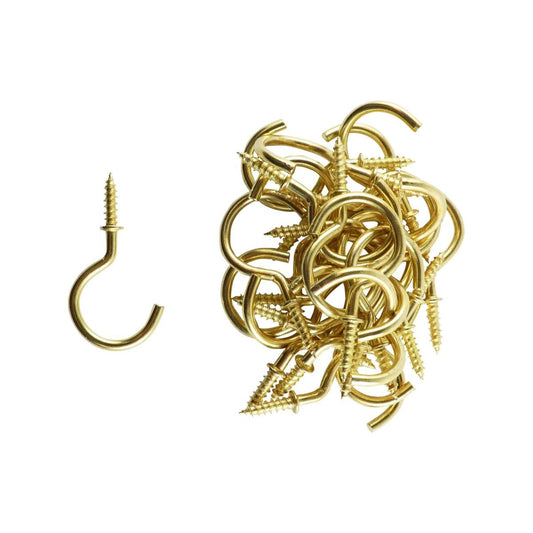 Everhang Cup Hooks - 17mm - Brass Plated - 25 Pack