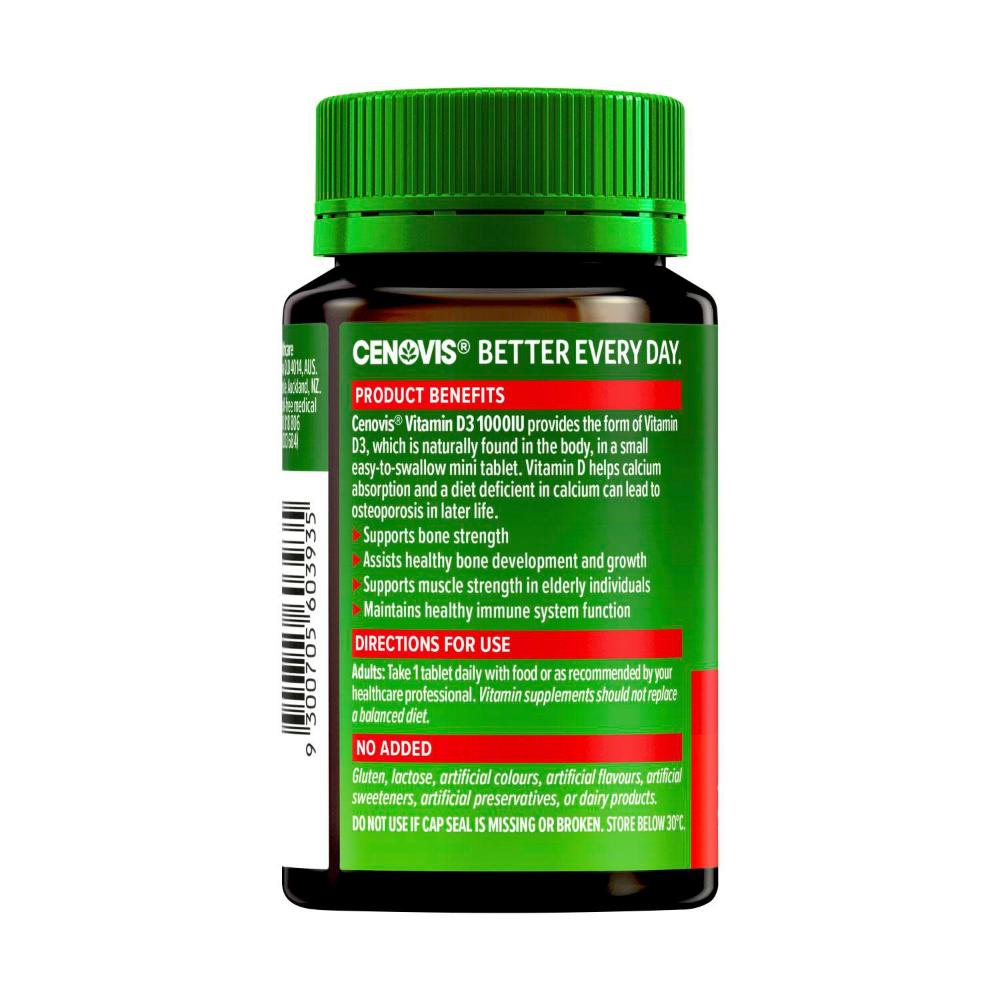 Cenovis Vitamin D 1000iu Tablets D3 For Bone Health | 200 pack