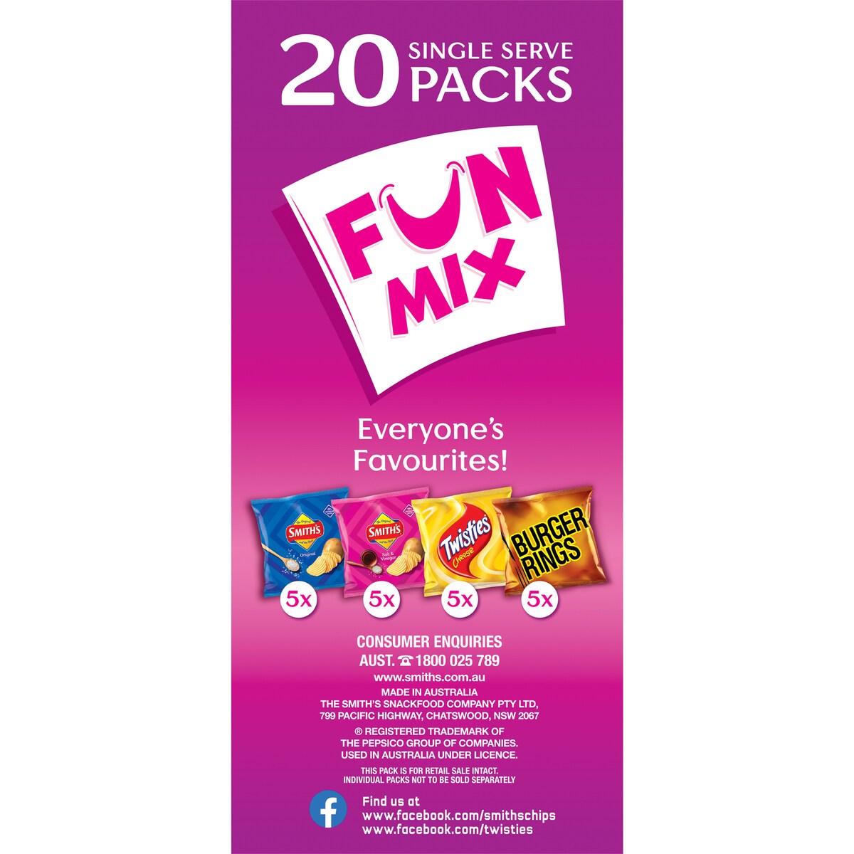 Smiths Potato Chips Fun Mix Multipack Variety 20 Pack