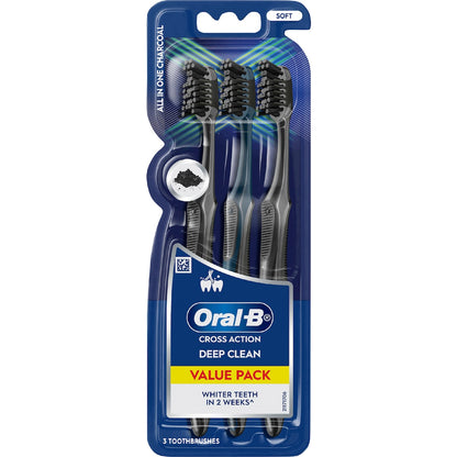 Oral-b Cross Action Charcoal Manual Toothbrush 3 Pack