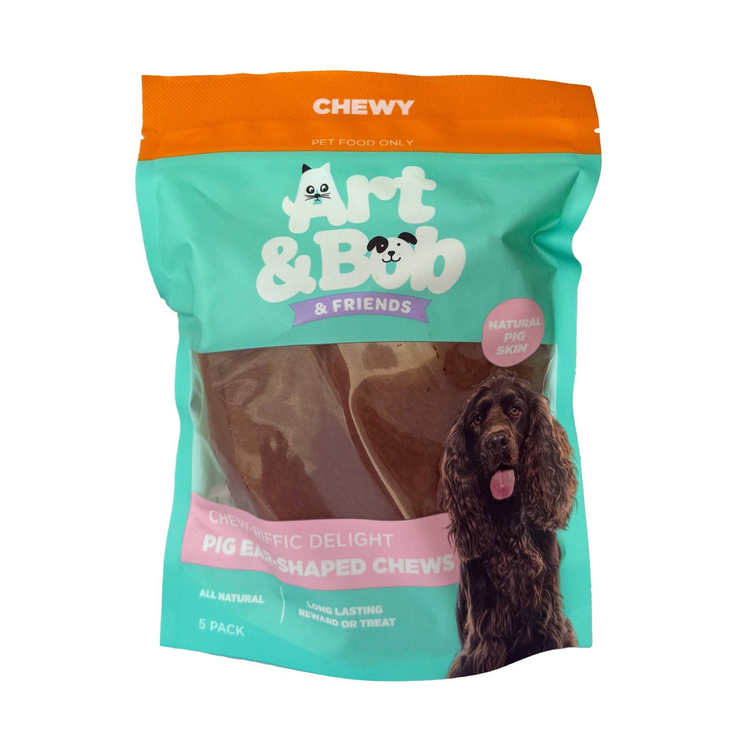 Art Bob Pig Ear Chews Adult Dog Treats - 5 Pack - 60 x 226mm