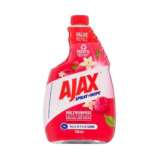 Ajax Spray & Wipe Vanilla & Berries Multipurpose Cleaner Refill - 750mL