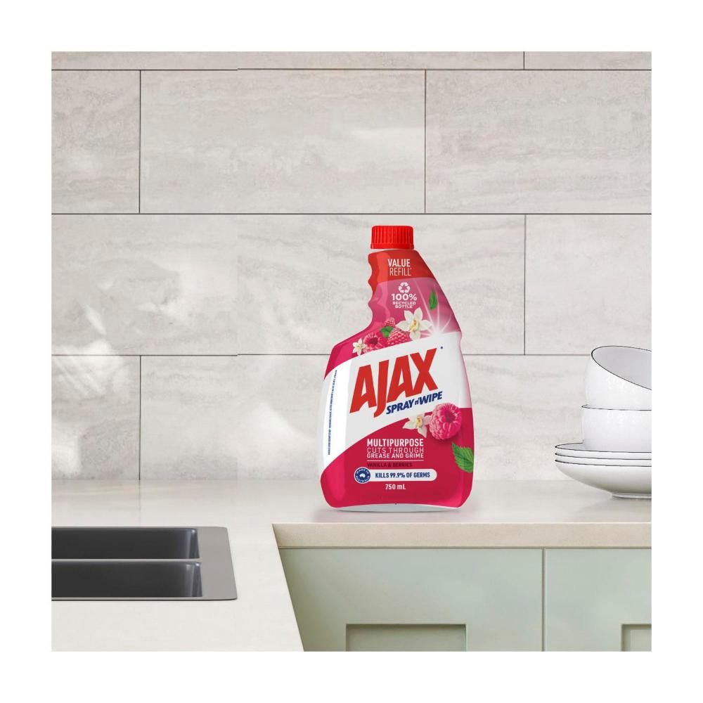 Ajax Spray & Wipe Vanilla & Berries Multipurpose Cleaner Refill - 750mL