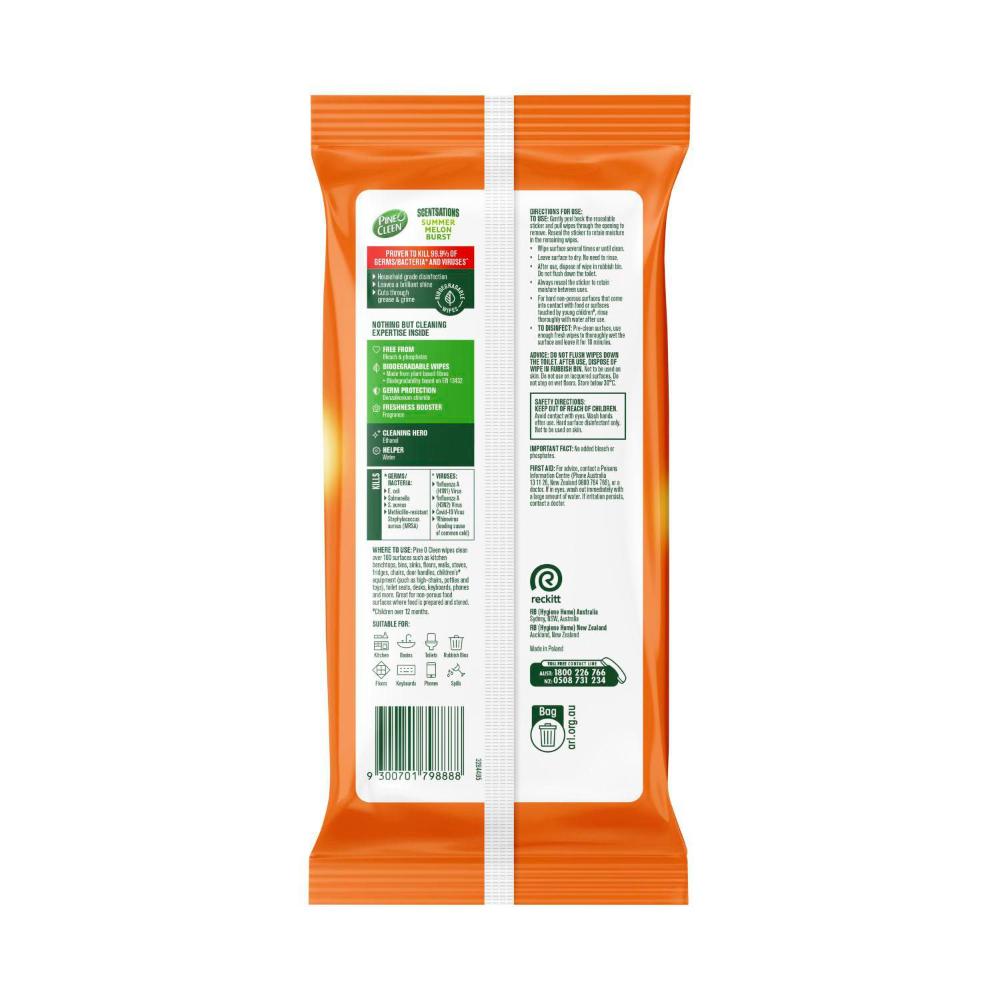 Pine O Cleen Scentsations Disinfectant Wipes Melon Burst - 100 Pack