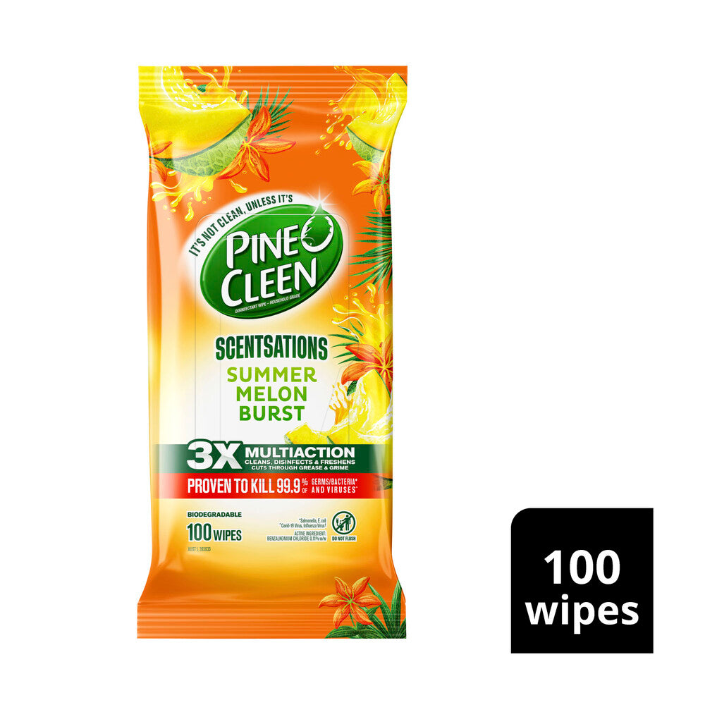 Pine O Cleen Scentsations Disinfectant Wipes Melon Burst - 100 Pack