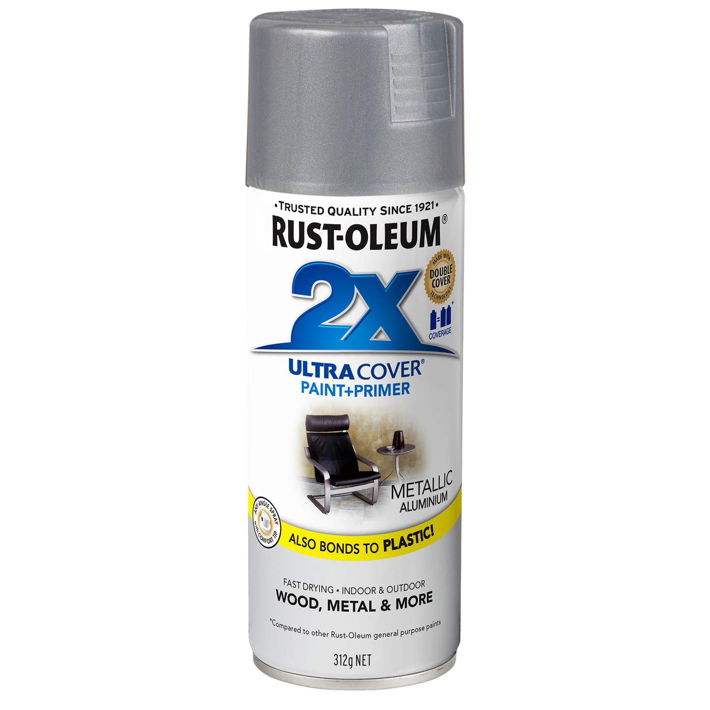 Rust Oleum 2X Ultra Cover Spray Paint - 312g - Metallic Aluminium