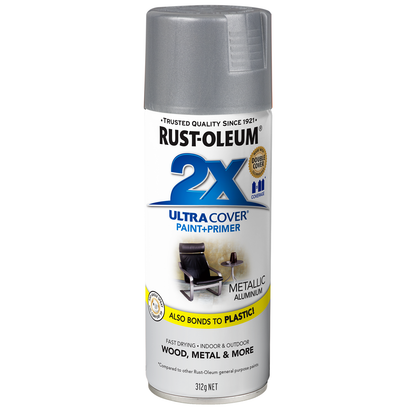 Rust Oleum 2X Ultra Cover Spray Paint - 312g - Metallic Aluminium