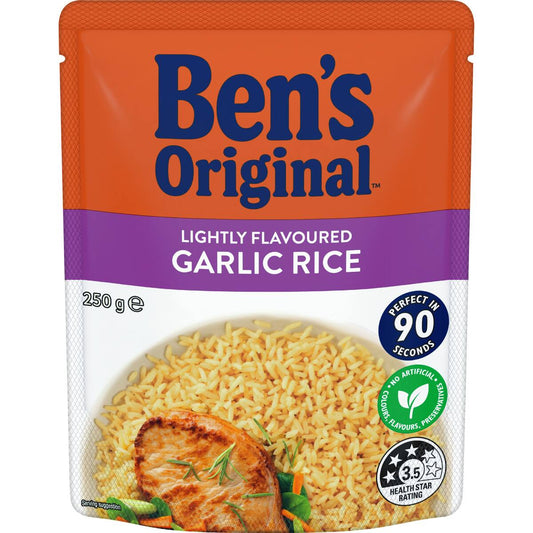 Ben's Original Lightly Flavour Garlic Microwave Rice Pouch 250g