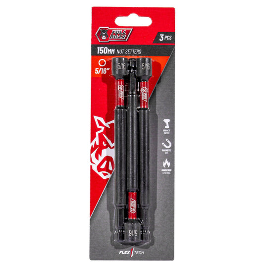 Full Boar Magnetic Impact Nut Setters 5/16" x 150mm 3 Pack