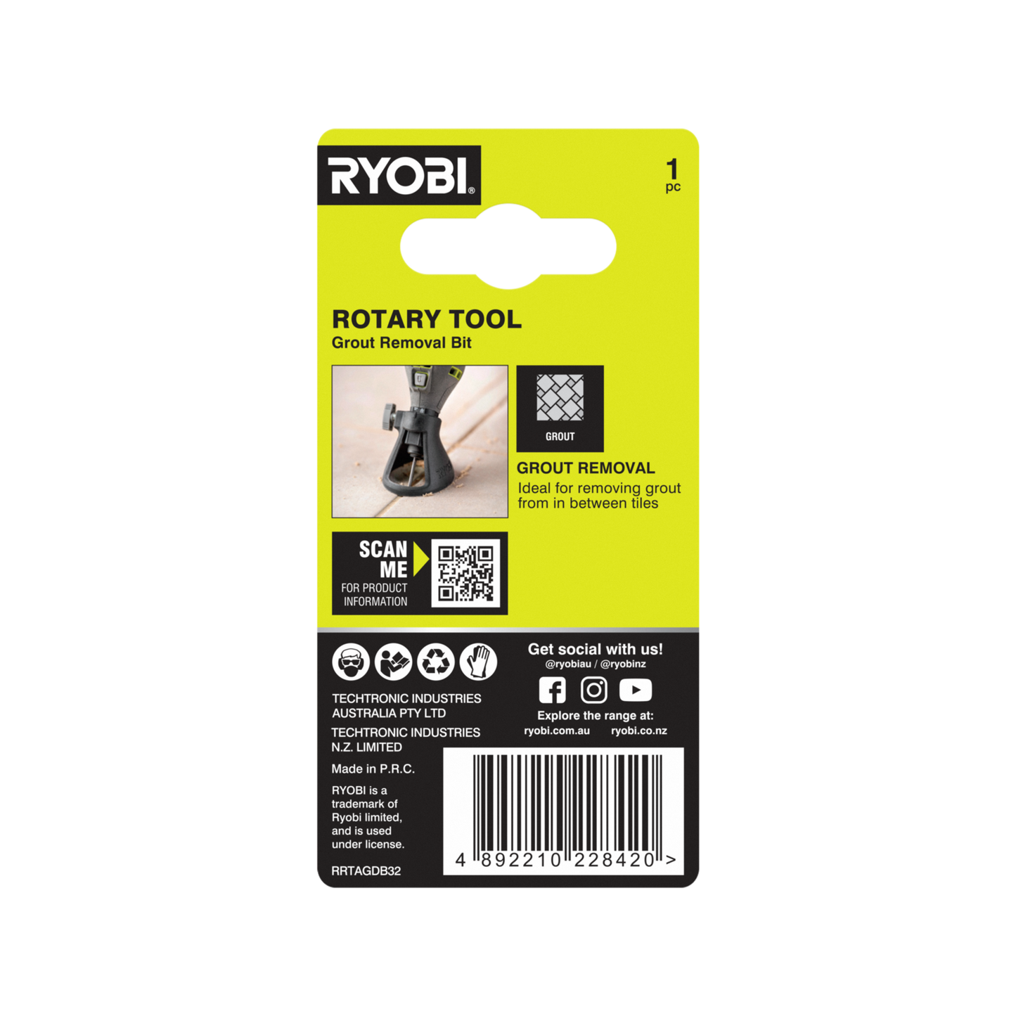 Ryobi Rotary Tool Grout Removal Bit - 3.2mm