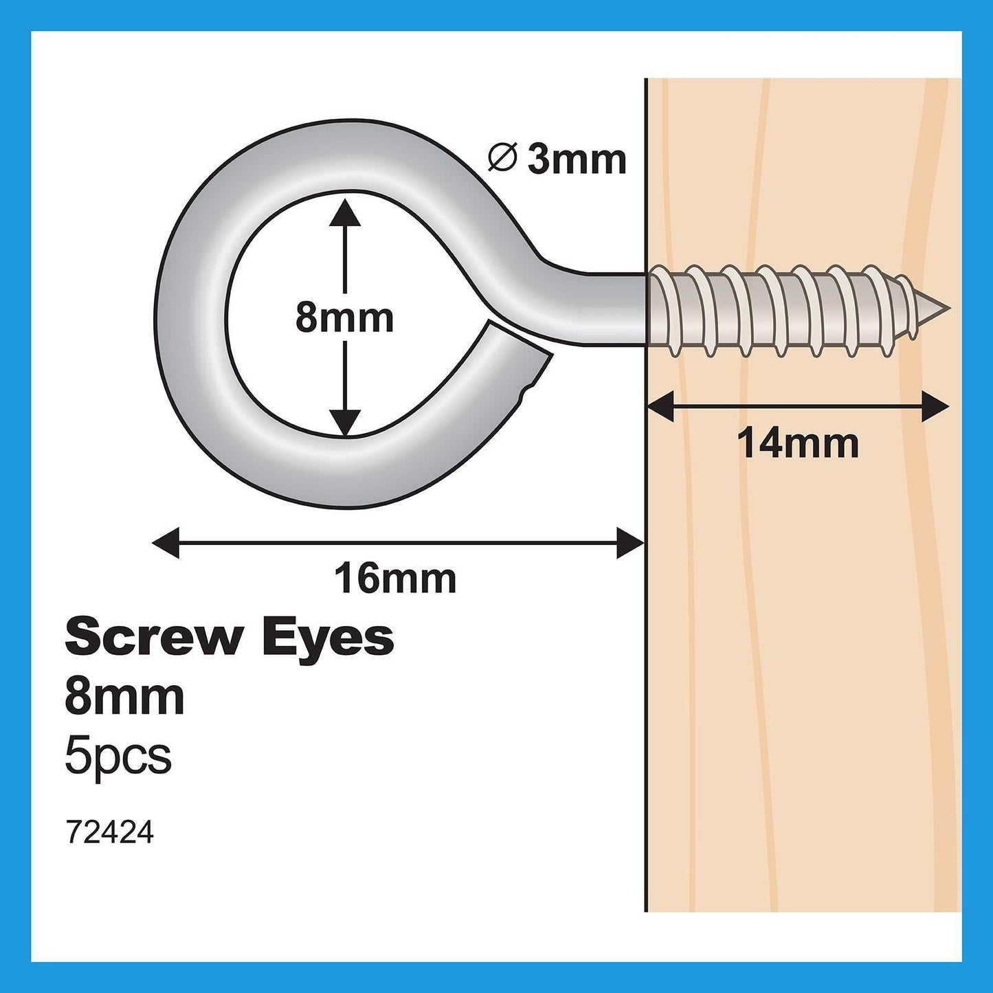 Everhang Screw Eye Hooks - 8mm - 25 Pack