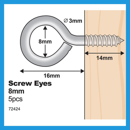 Everhang Screw Eye Hooks - 8mm - 25 Pack