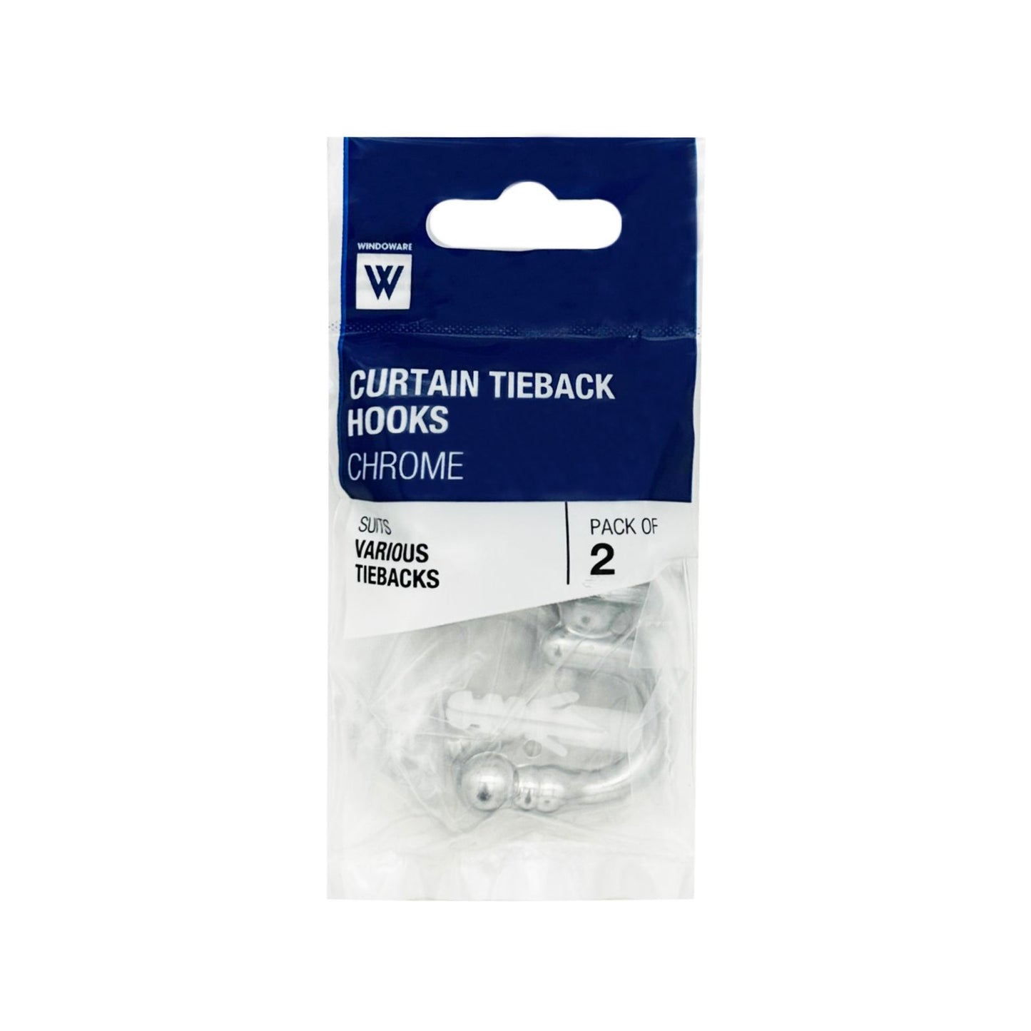 Windoware Curtain Rod Tie Back - 40 x 40mm - Satin - 2 Pack