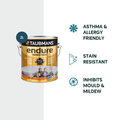 Taubmans Endure Interior Walls Paint - 2L - Hi C Blue - Low Sheen