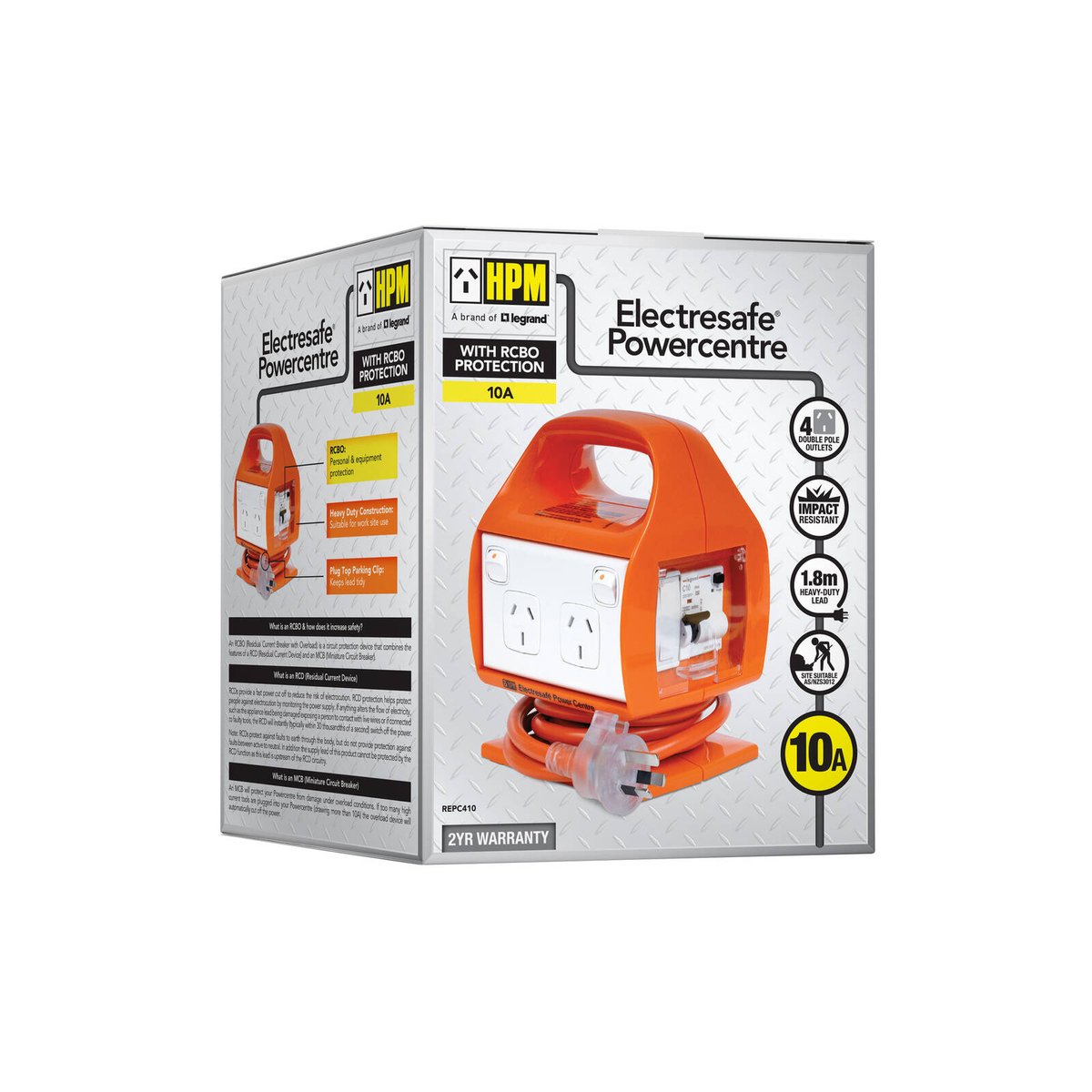HPM Electresafe Power Centre - 10 Amp - Plastic - RCD Safety Switch