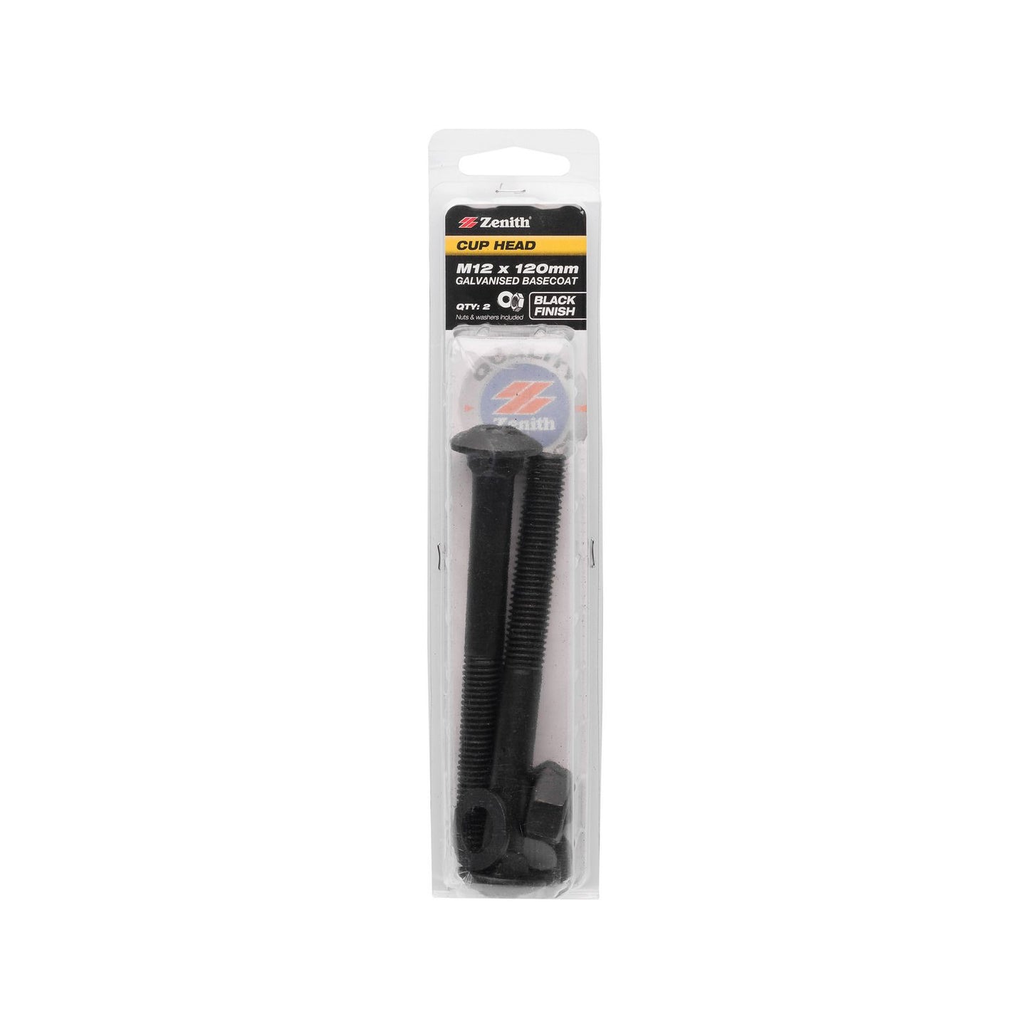 Zenith M12 Cup Head Bolt - 120mm - Black - 2 Pack