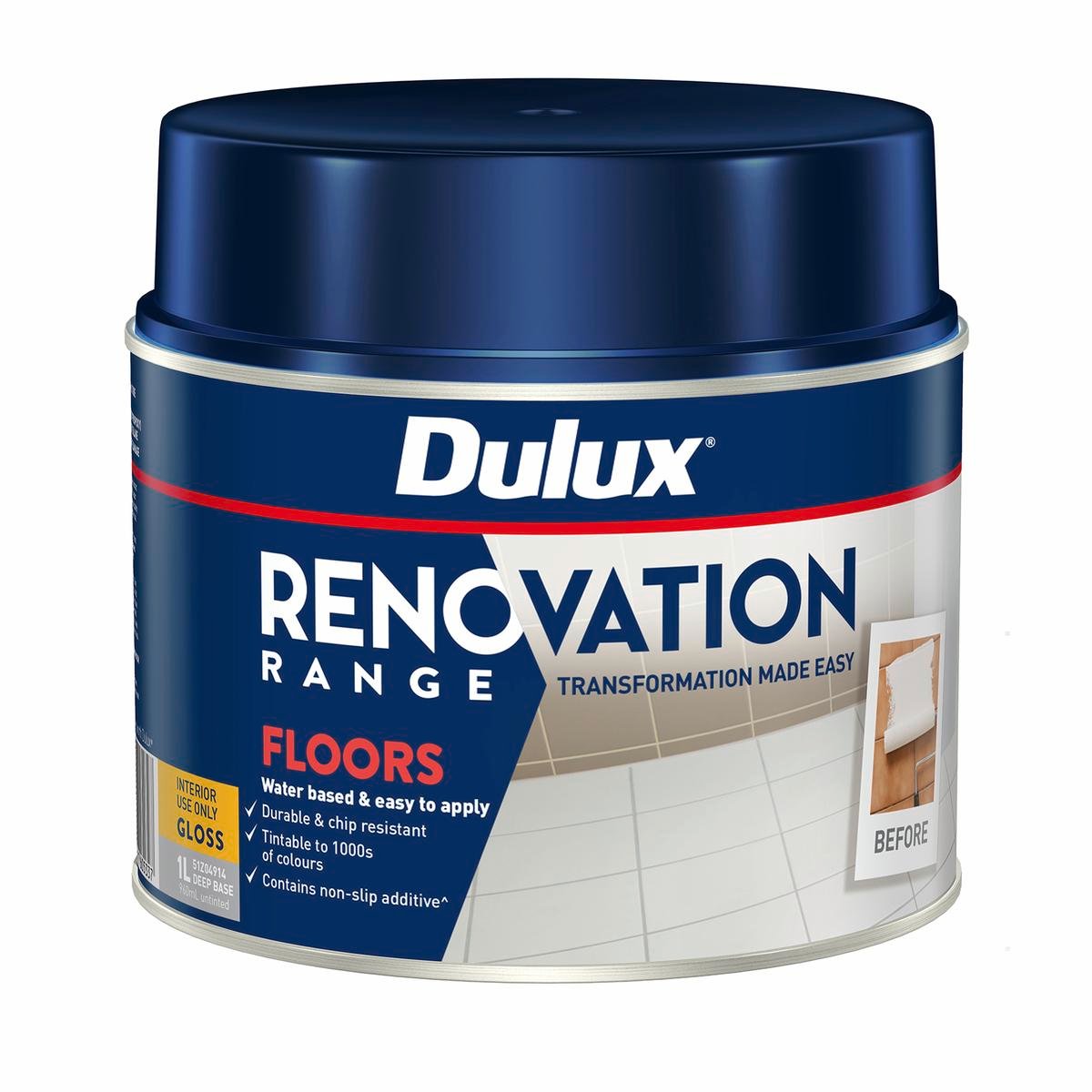 Dulux Renovation Range Floors Gloss - 1L - Deep - Water-Based Interior Coating