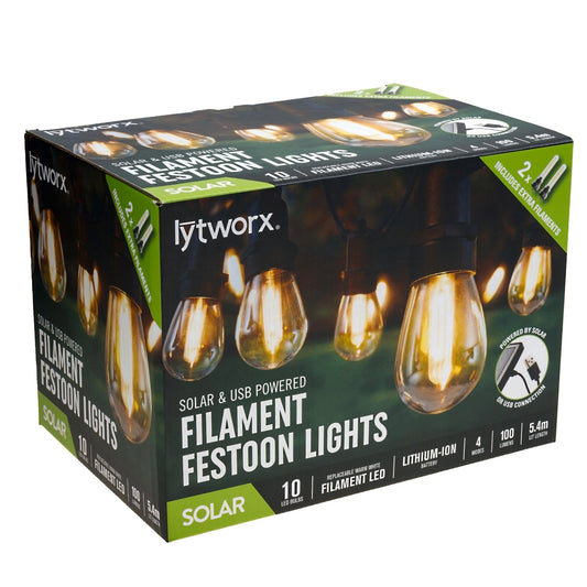 Lytworx Festoon Lights - 5.4m - 10 LED Bulbs