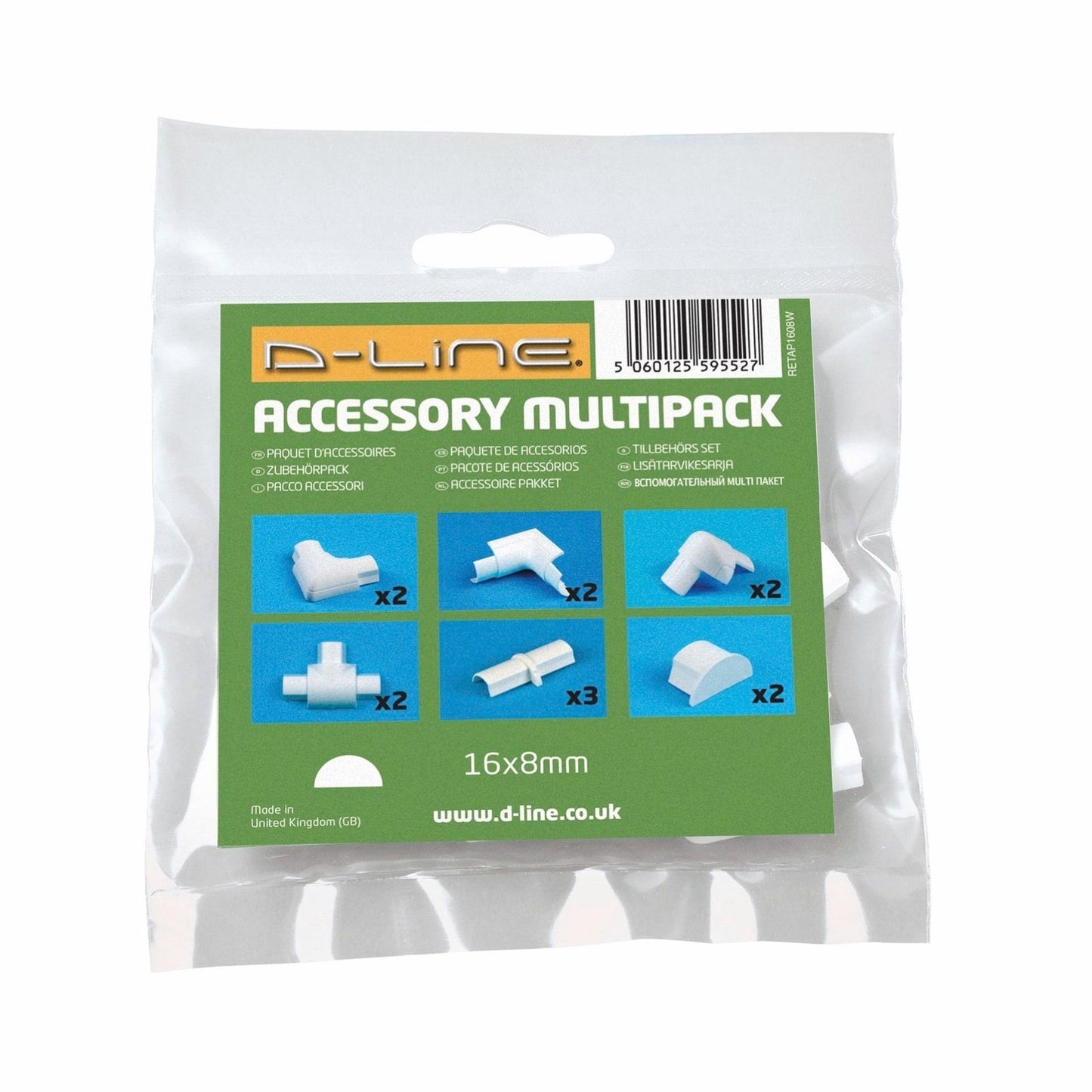 D-Line Cable Cover Accessories - 16 x 08mm - 13 Pack