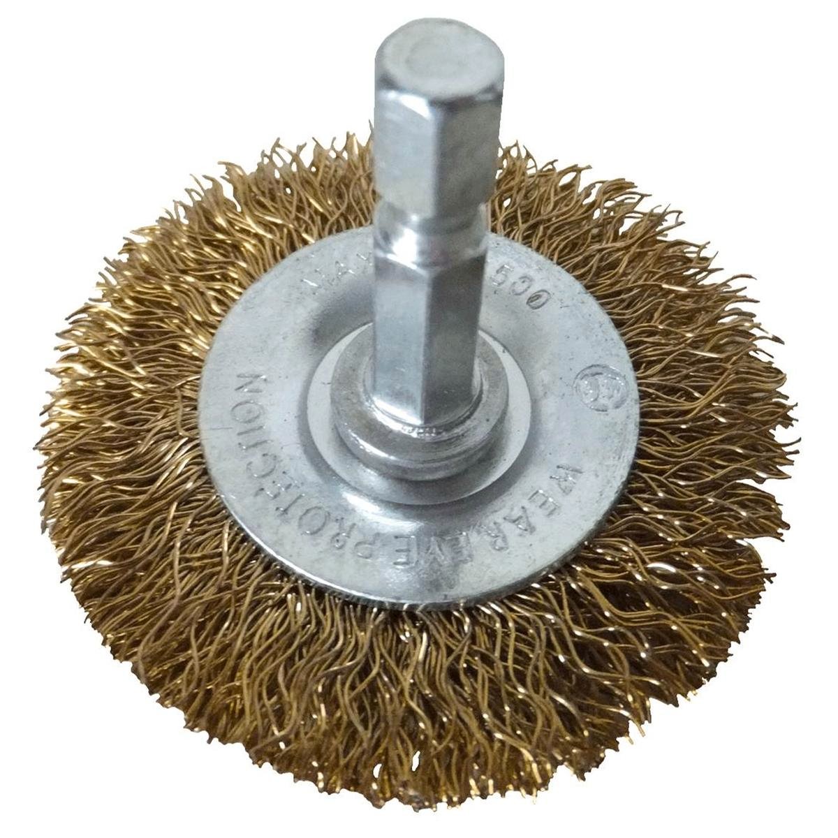 Josco 100mm Wheel Brush - Brass Coated Steel - Rust Removal Tool