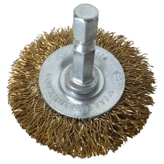 Josco 100mm Wheel Brush - Brass Coated Steel - Rust Removal Tool