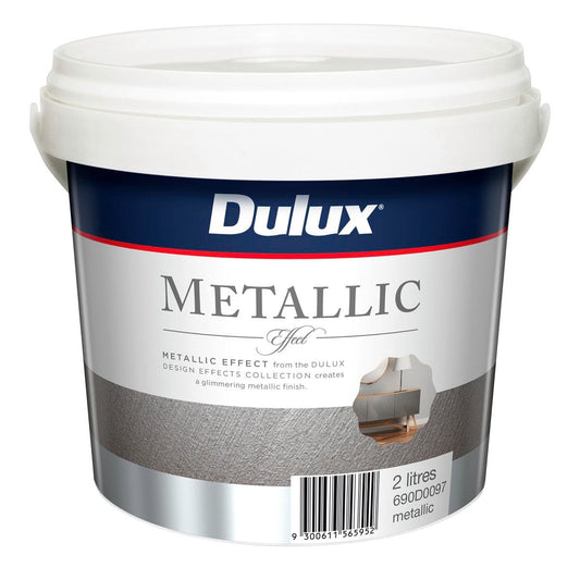 Dulux Metallic Effect Paint 2L Water Based Silver Interior Finish