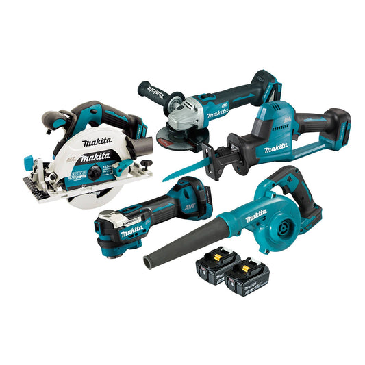 Makita 18V Brushless 5 Piece Combo Kit - 5.0Ah Batteries